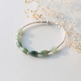 Green Jade Bracelet for Women – 925 Sterling Silver Adjustable Gemstone Jewelry