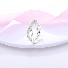 Sterling silver star zircon ring with geometric design