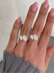 Pear cut cubic zirconia water drop design ring