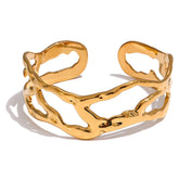 Gold Geometric Cuff Bracelet for Women – 18K PVD Stainless Steel Statement Jewelry