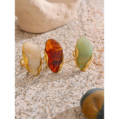 Lightweight gold finish resin design ring for women