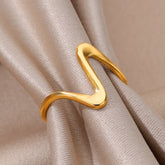 Gold Wave Adjustable Ring for Women – 18K Gold Plated Stainless Steel Geometric Ring