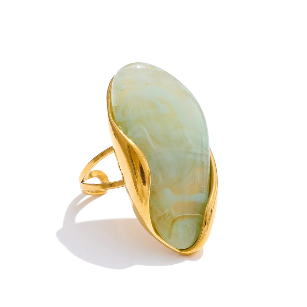 Lightweight gold finish resin design ring for women
