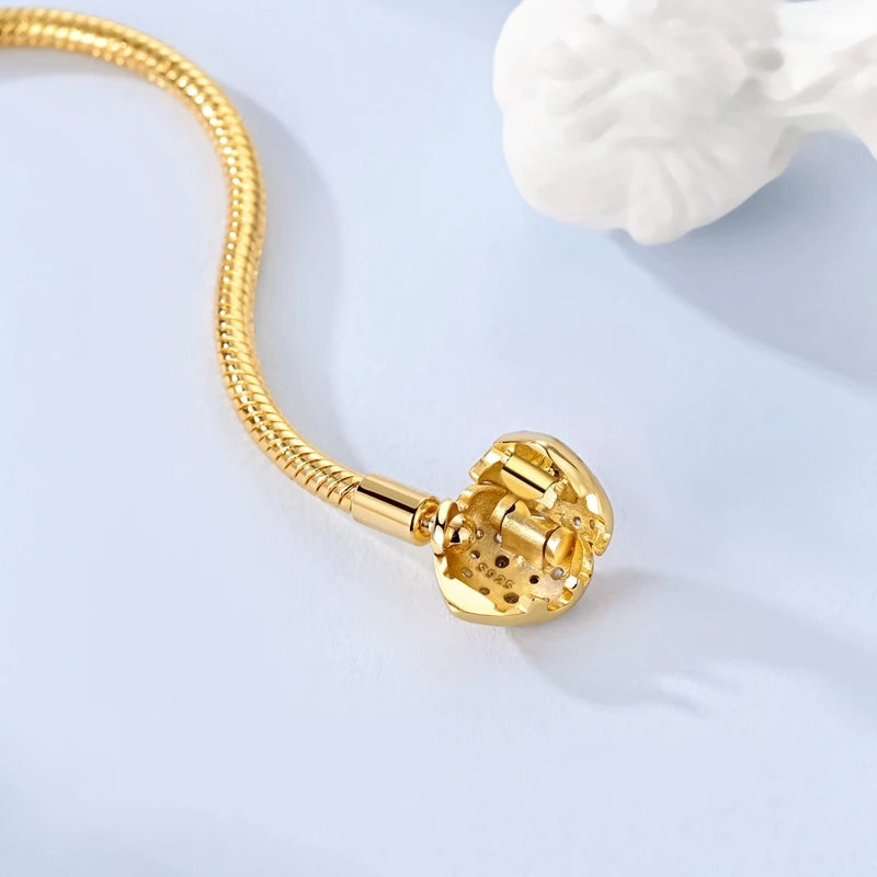 Sterling Silver Heart Charm Bracelet for Women – Gold Plated 925 Silver Jewelry