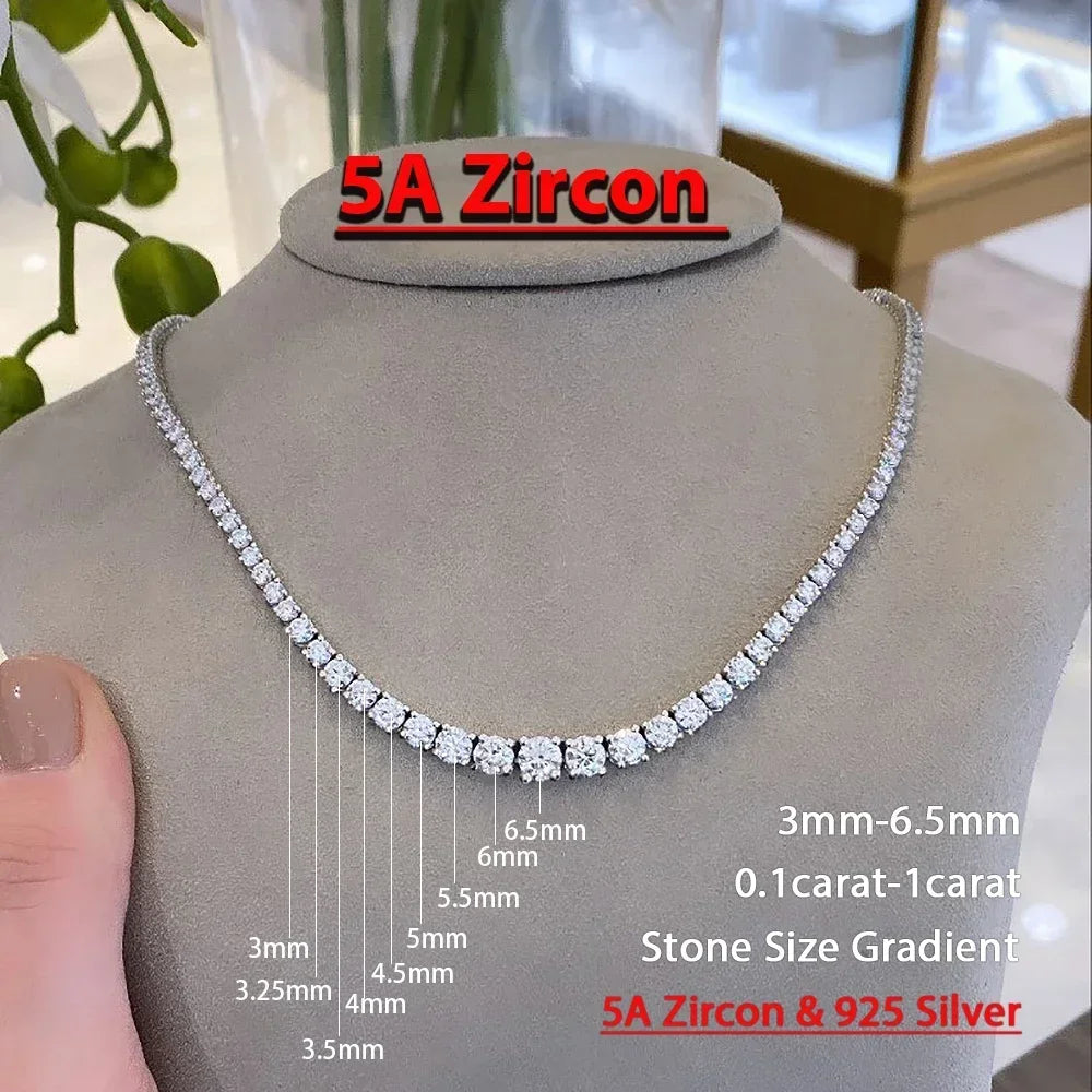 Moissanite tennis necklace in 925 sterling silver for women
