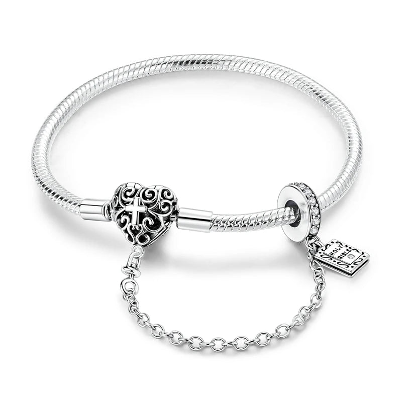 Sterling Silver Heart Charm Bracelet for Women – Gold Plated 925 Silver Jewelry