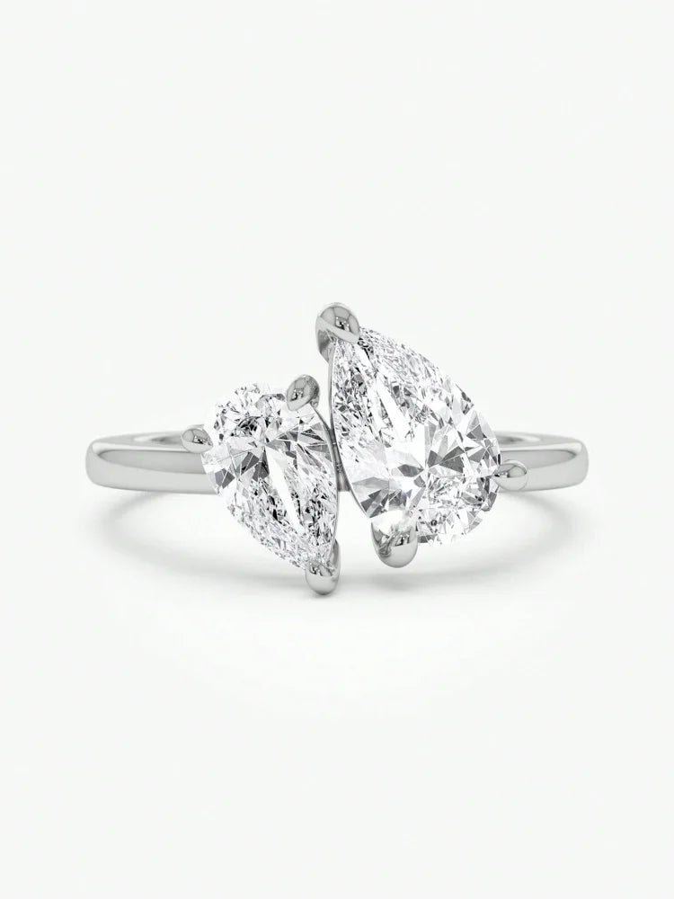 Sterling silver water drop ring with pear shaped CZ stone
