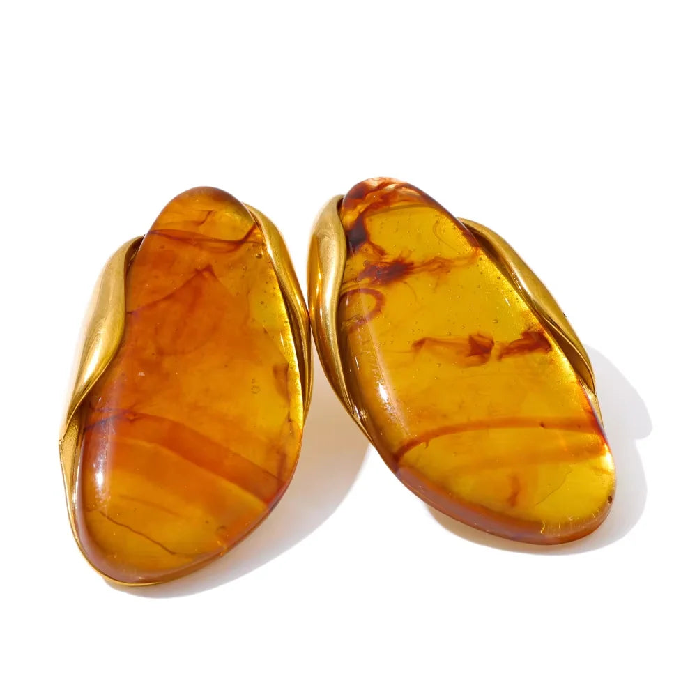 Colorful brown green beige statement fashion ring
