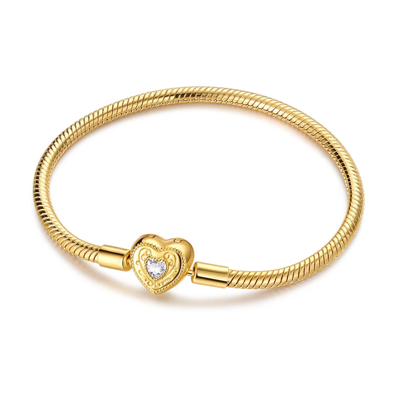 Sterling Silver Heart Charm Bracelet for Women – Gold Plated 925 Silver Jewelry