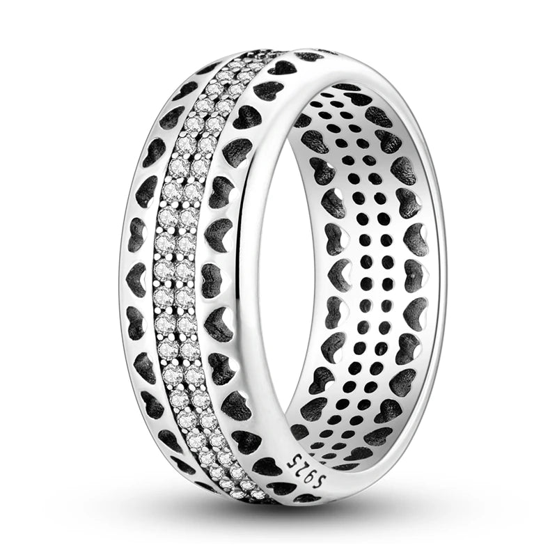 Sterling silver star zircon ring with geometric design
