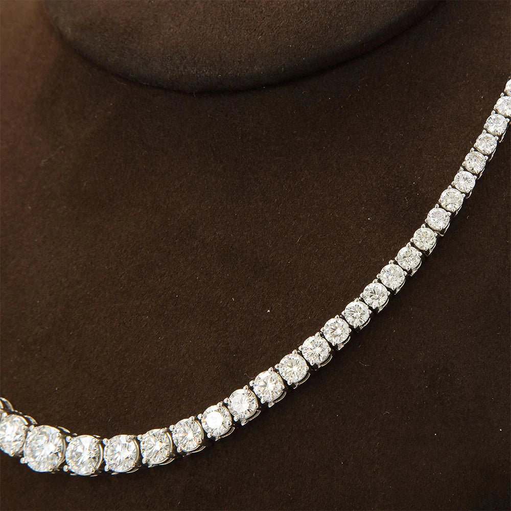 Women’s sterling silver tennis necklace with sparkling stones
