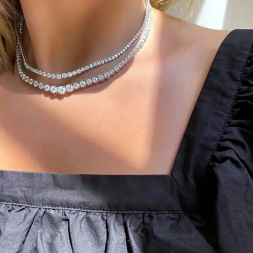 Elegant diamond look moissanite tennis chain jewelry
