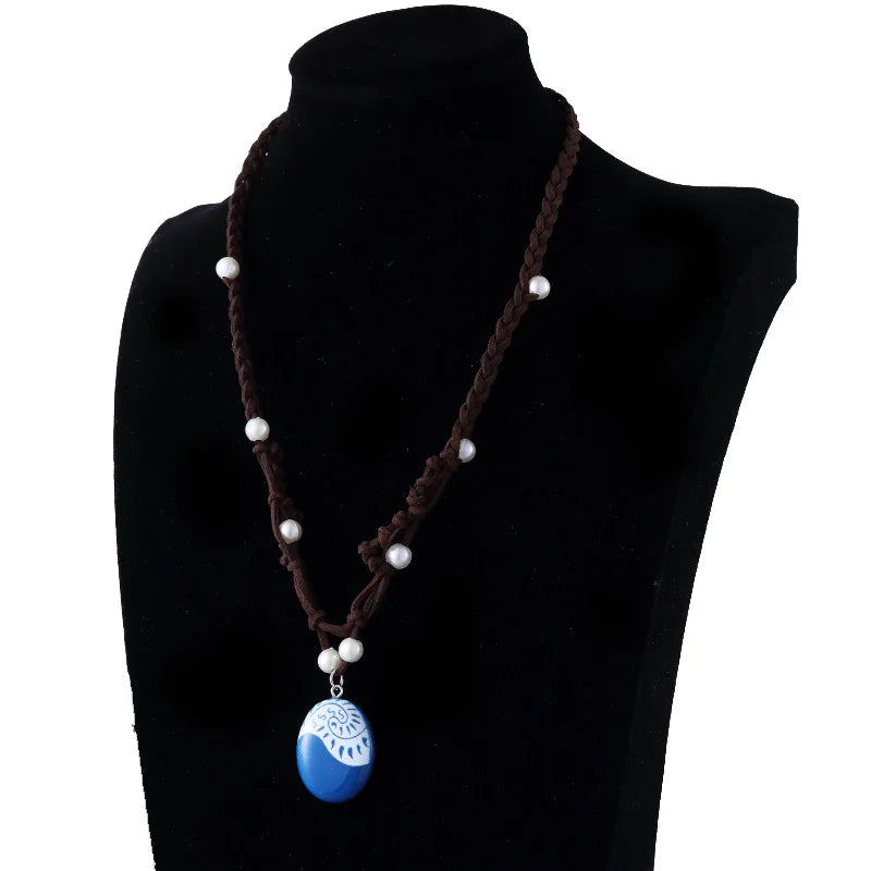 Handmade rope necklace with geometric pendant design

