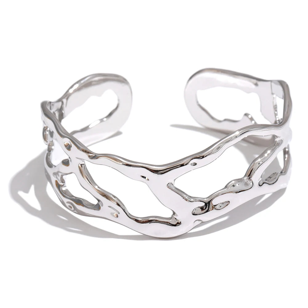 Stylish gold plated geometric statement bracelet
