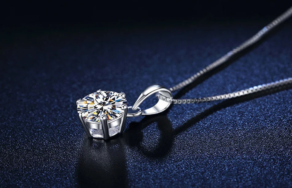 Moissanite butterfly pendant necklace in 925 sterling silver
