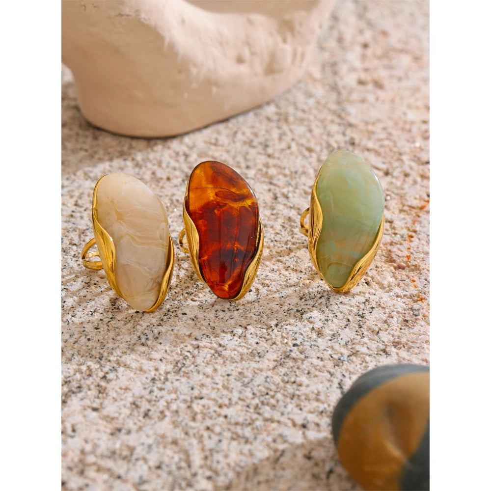 Lightweight gold finish resin design ring for women
