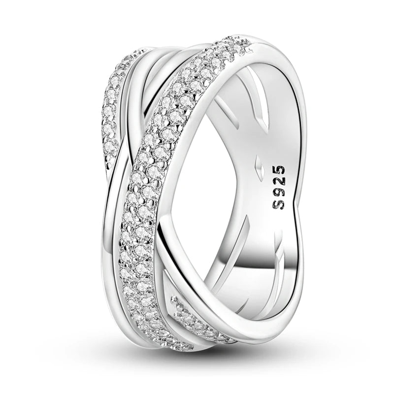 Sterling silver star zircon ring with geometric design
