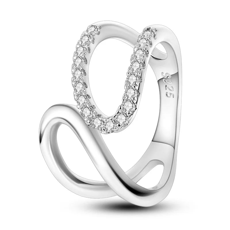 Elegant geometric star shape zircon silver ring
