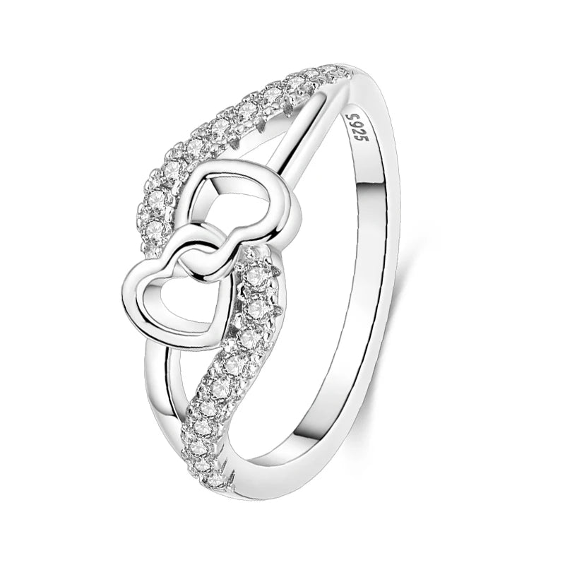 Elegant geometric star shape zircon silver ring
