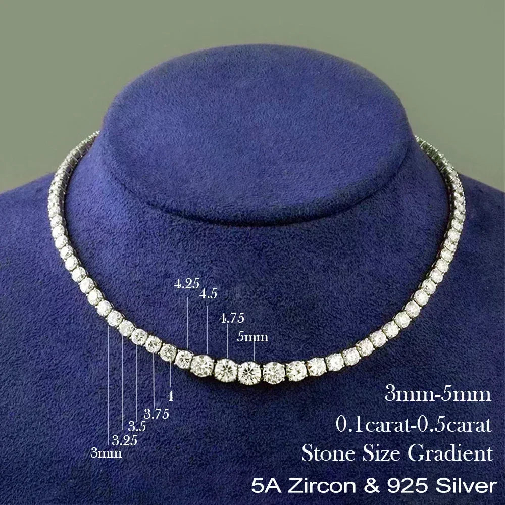 Women’s sterling silver tennis necklace with sparkling stones
