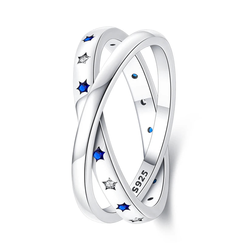 Modern star inspired zircon ring in 925 silver