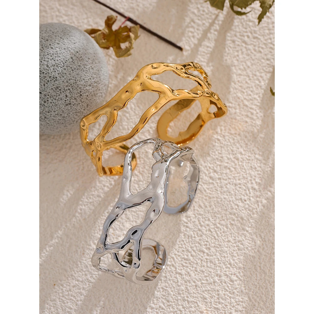 Trendy 18K gold geometric fashion cuff jewelry