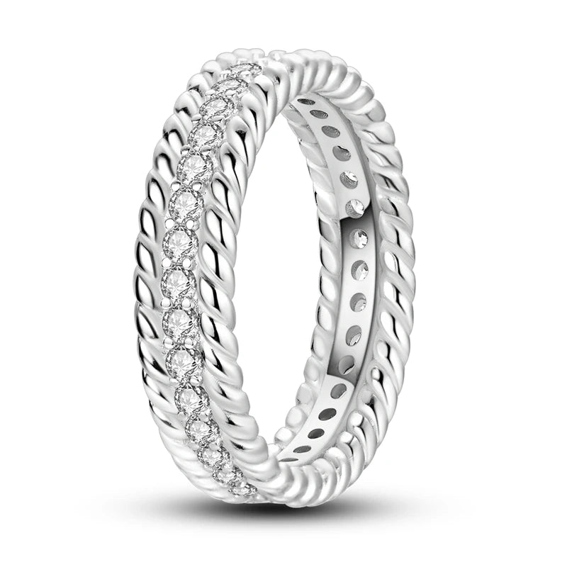 Elegant geometric star shape zircon silver ring

