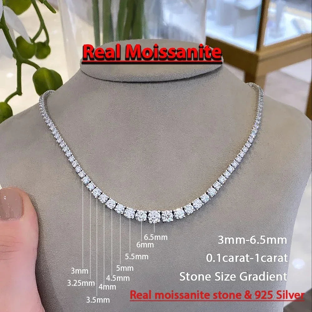 Classic 925 silver tennis necklace with diamond-like shine