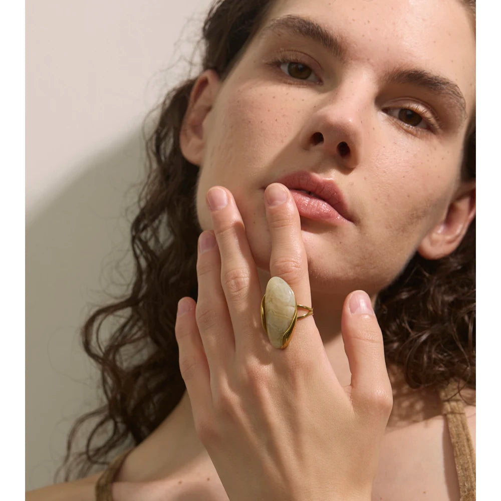 Trendy artistic geometric statement ring accessory