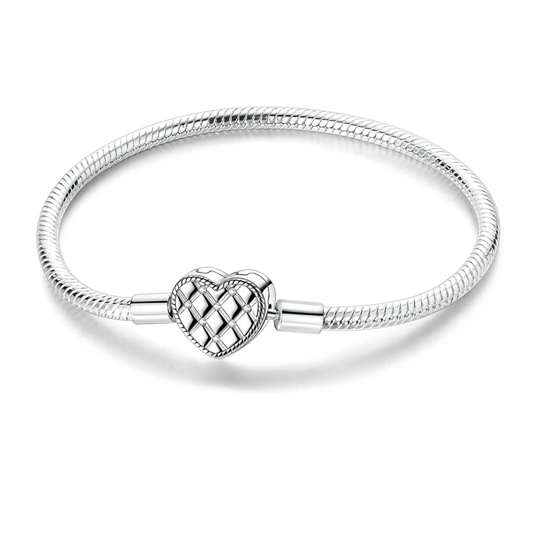 Sterling Silver Heart Charm Bracelet for Women – Gold Plated 925 Silver Jewelry