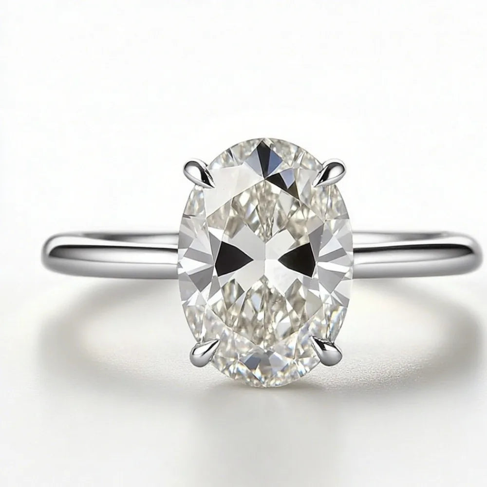 Brilliant diamond-like oval moissanite jewelry ring
