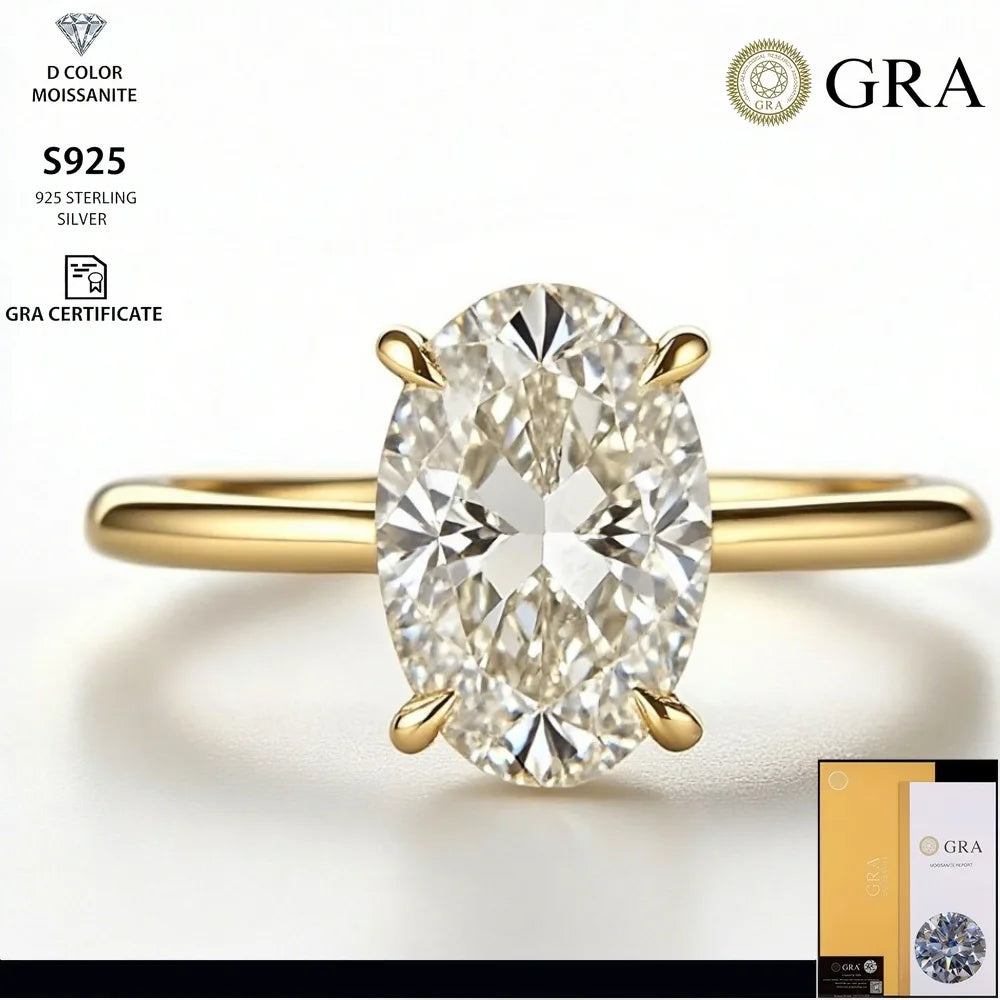 Classic silver solitaire oval ring for special occasions